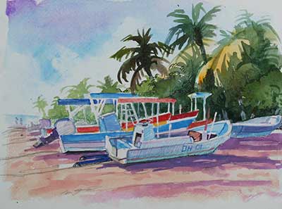 isla du mujeres, beached boats